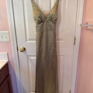 Revelry Silver Sage Satin Dress